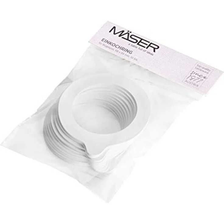 Mäser Gothika 10 Dichtringe für Einweckgläser, passend für Einmachgläser mit Bügelverschluss in Standardgröße, weichmacherfrei, Kautschuk, weiß, 500 ml - 4,8 l – Bild 4