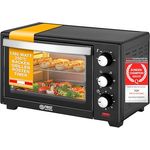 TZS First Austria 20 Liter Minibackofen mit 1380 Watt schwarz | Unter-Oberhitze bis 230 Grad stufenlose Temperaturregelung | 60 Minuten Timer | Doppelglastür | Mini Ofen | Krümelblech