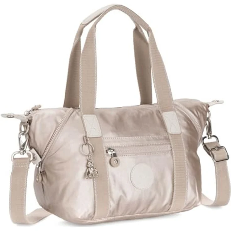 Kipling Basic Plus Art Mini Schultertasche, Damenhandtasche aus strapazierfähigem Material mit verstellbarem Schultergurt, 27 cm, Beige – Bild 3