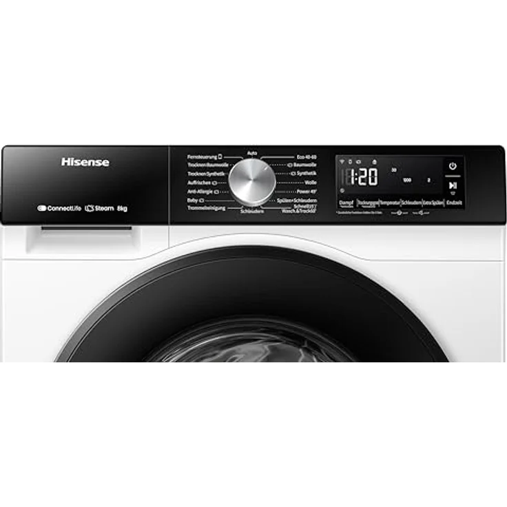Hisense WD3S8043BW3 Waschtrockner/ConnectLife, 16 Programme, 8 KG, 54 Liter, 1400 U/min, Dampffunktion, JetWash, Anti-Allergie Program, Auto Program, Eco Wash, Steam Refresh, Wolle, EEK A-D – Bild 5