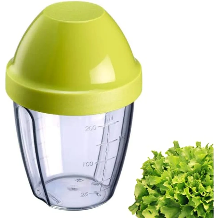 Westmark Mini-Dressingshaker, Schüttelbecher, Mit herausnehmbarer Mixscheibe, Füllvolumen: 0,25 Liter, Kunststoff, Mix-Ei, Apfelgrün-Transparent, 3089227A – Bild 2