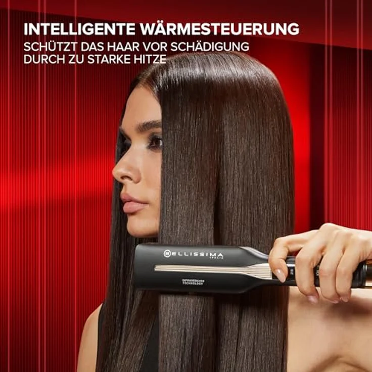 Bellissima Infrarot-Glätteisen, 4 Heizelemente, Keramik- und Keratinbeschichtung, 4 Temperaturen, flexibles Glätteisen, abgerundetes Design, schnelle Erwärmung, Beauty Bag – Bild 5