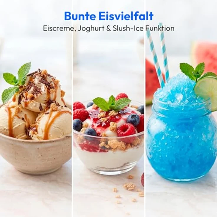 MEDION Eismaschine MD 100087, 1,5 L Kapazität, kein Vorkühlen notwendig, LED-Display mit Sensor-Touch, Programme für Eiscreme, Slush und Joghurt – Bild 4