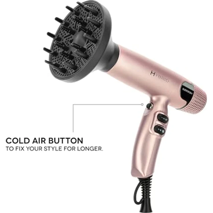 GAMMA+ Ionischer Hybrid-Fön, digitaler Motor 100.000 U/min, leichter Haartrockner (Golden rose) – Bild 4