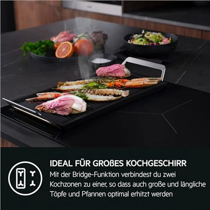 AEG Induktionskochfeld autark 90cm – Made in Germany – 5 Flex-Zonen mit 2x Bridge-Kombination 2er Zonen – Powerfunktion – SuperFlat Rahmen – DirectSlider – kompatibel mit Haubenautom – TK95IN08UB, Schwarz – Bild 5
