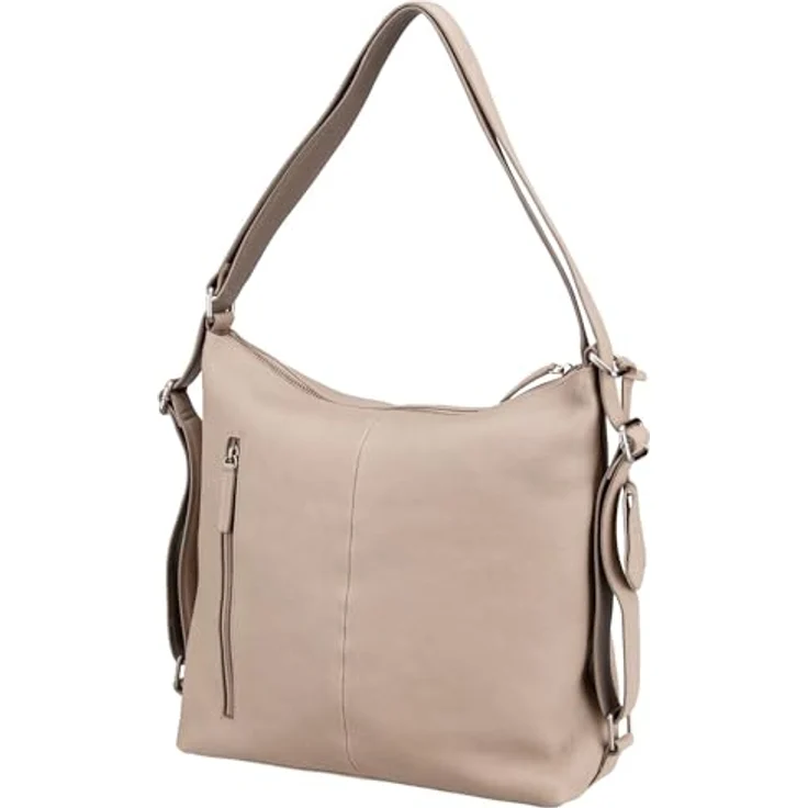 Burkely Soft Skylar Backpack Hobo, Handtasche in Grau, vielseitig tragbar als Rucksack oder Schultertasche, hochwertiges Rindsleder – Bild 2