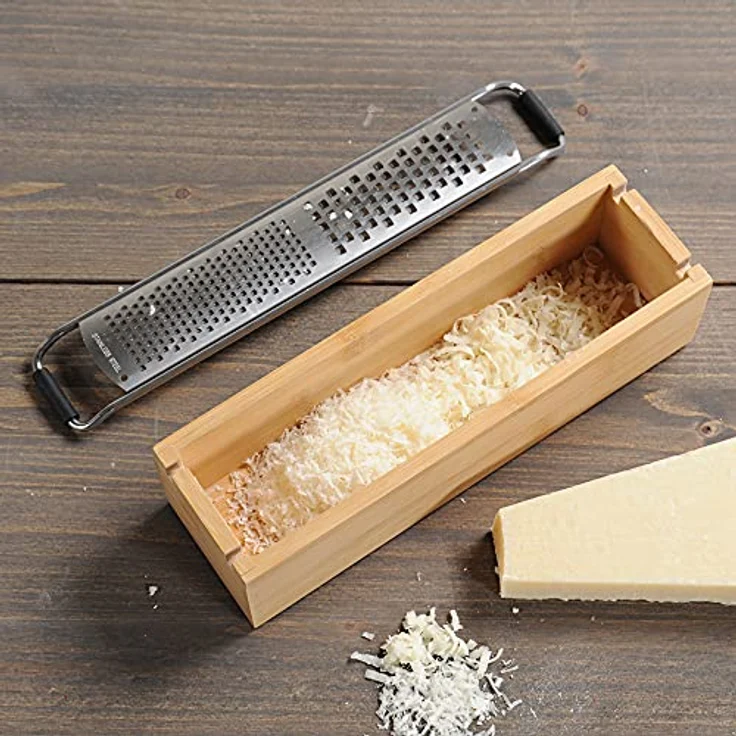 KESPER 58060 Edelstahl Parmesanreibe mit Behälter aus Bambus – Bild 3