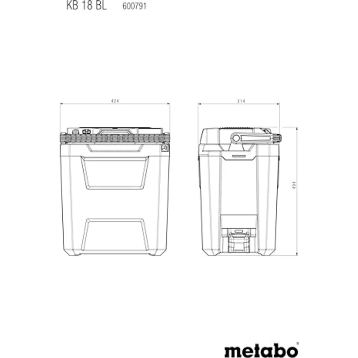 Metabo KB 18 BL SOLO Akku-Kühlbox, 28L, Warmhaltetemperatur, stapelbar, ohne Akku und Ladegerät, grün – Bild 2