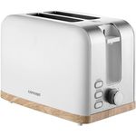 Concept Elwood TE2015 Elektrischer Toaster 930 W, 7 Bräunungsgrade, Automatischer Brotauswurf und Geräteabschaltung, Auftau-/Aufwärm-/Soforttoastfunktion, Weiß.