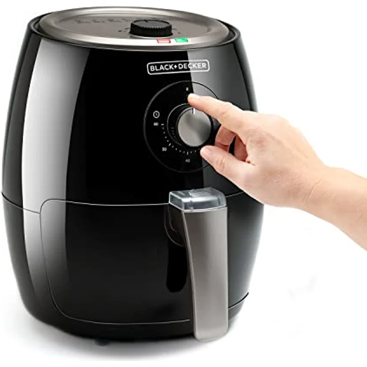 Black + Decker BXAF2500E Heißluftfritteuse, ohne Öl, Standgerät, 1500 Watt, 2,5 Liter, Temperaturbereich bis 200 °C, Timer, schwarz – Bild 3