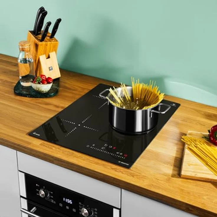 KKT KOLBE Induktionskochfeld 45cm Autark 5,5 kW 3 Zonen 9 Stufen Rahmenlos Touch Slider Topferkennung Tastensperre IH84500RL, SUPERKERAMIK®-Glaskeramik – Bild 2
