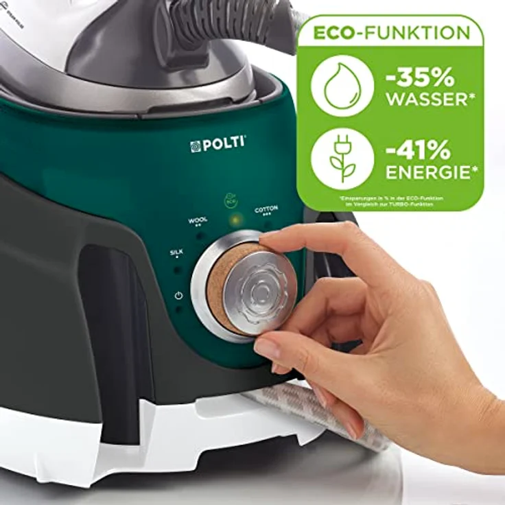 Polti La Vaporella XT120C Intelligentes Bügeleisen mit Kessel, ECO-Funktion, für Langlebigkeit, 8.5 bar, Steam Pulse 600 g, türkis/grau – Bild 3