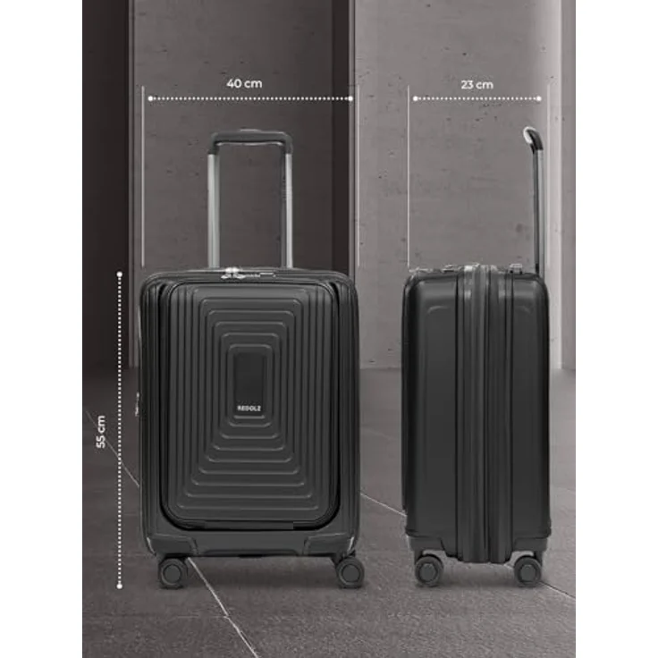 REDOLZ Handgepäck mit Laptopfach | Ultra-Leichter Koffer 40 x 23 x 55 cm & Frontöffnung | von 45 auf 55 Liter erweiterbar | nur 3,2 kg (Essentials 14) – Bild 2