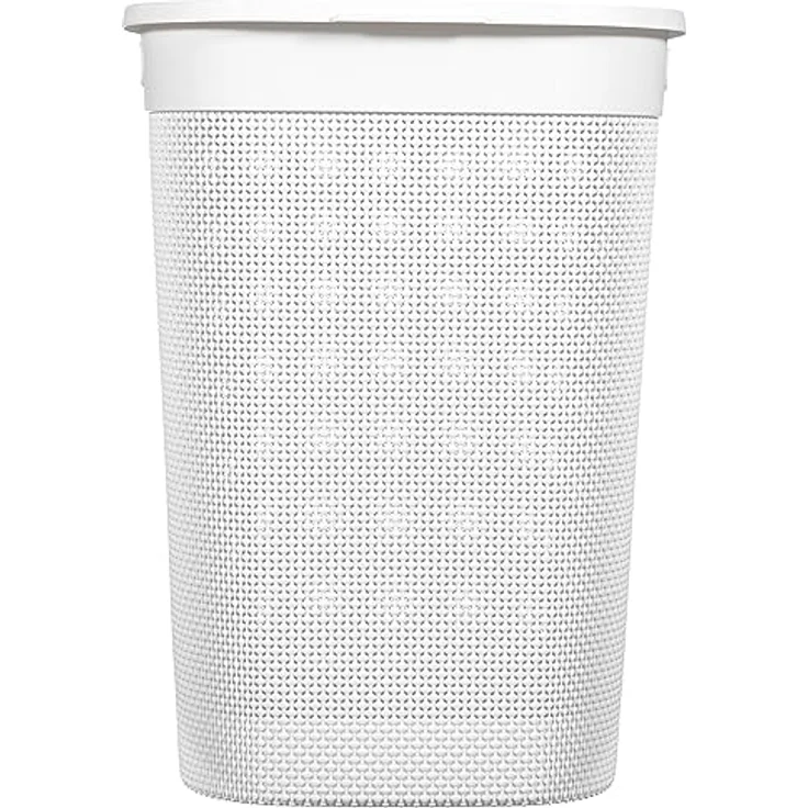Curver Keter Wäschebehälter für Badezimmer, Weiß, 55 Liter, 70% recyceltes Material, perforierte Oberfläche, 45 x 35 x 61 cm – Bild 2