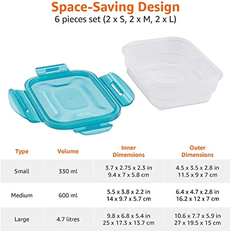 AmazonBasics 6 pcs Food Storage Set – Bild 5
