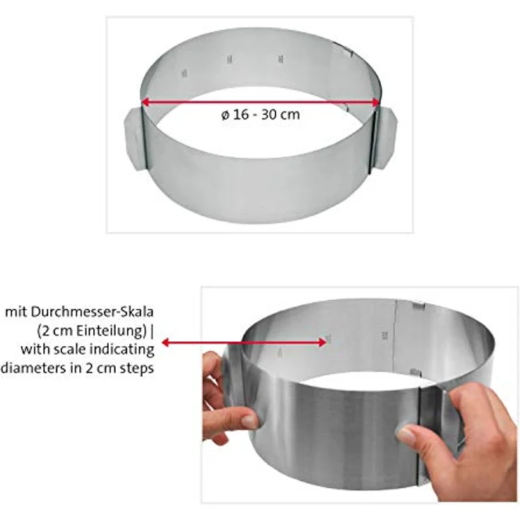 Westmark Tortenring mit verstellbarem Durchmesser von 16 bis 30 cm, Rostfreier Edelstahl, Silber, 31312260 – Bild 8