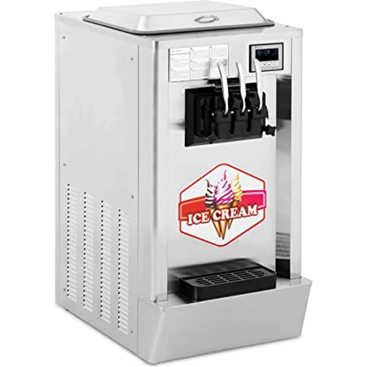 Royal Catering RCSI-18 Softeismaschine 1550 W 23 l/h 3 Geschmacksrichtungen Gastro professionelle Eis- und Sorbetmaschine, Silber – Bild 1