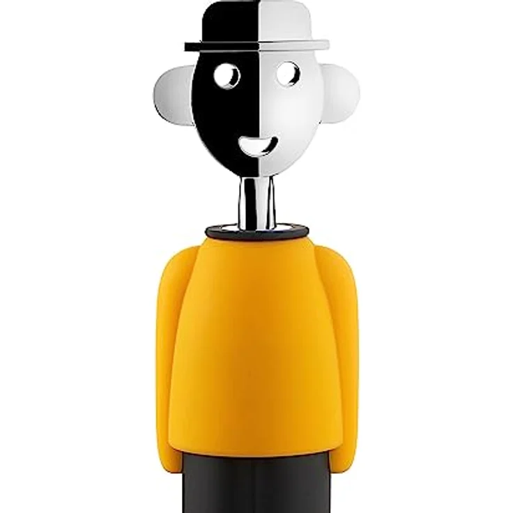 Alessi Alessandro M. AM23 YB, Design-Korkenzieher aus Thermoplastischem Harz und verchromtem Zamak, Gelb und Schwarz – Bild 3