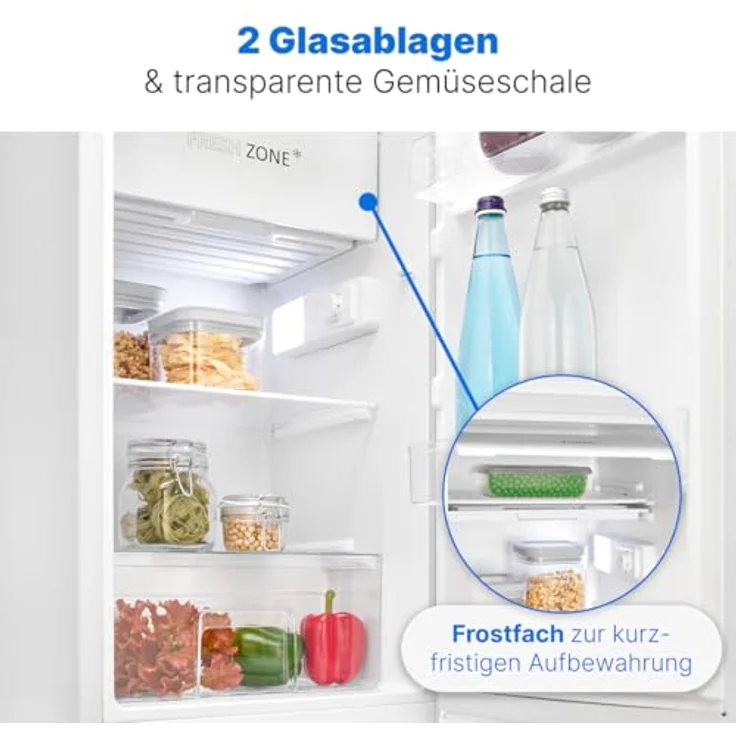Bomann® Fridge KS 7254, Mini Kühlschrank mit Gefrierfach, 91L, 2 Ablagen, wechselbarer Türanschlag, leise, weiß – Bild 3