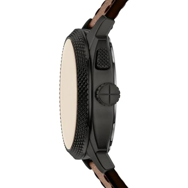 Fossil Machine Uhr für Herren, 41-mm Ana-Digi-Bigtic-Uhrwerk, schwarzes Edelstahlgehäuse, braunes Lederarmband, wasserdicht bis 50 m – Bild 4