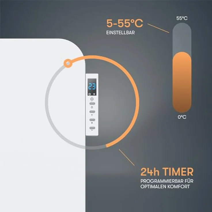 BR Bringer Metall Infrarotheizung 450 Watt mit Smart Thermostat und Fernbedienung, WIFI und App - als Wandheizung oder mobiles Standgerät, Energiesparend - Deutsche Qualitätsmarke (weiß) – Bild 4