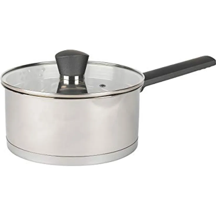 Russell Hobbs RH01164EU Excellence 20cm Stielkasserolle, 2.5L stieltopf mit Glasdeckel, hochglanzpoliert Kochtopf, Stieltopf kasserolle induktion pfanne, Spülmaschinenfest saucepan
