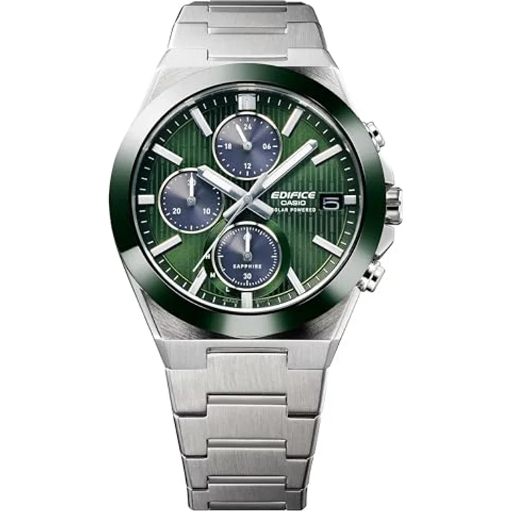 Casio Edifice EFS-S650D-3AEF, Herrenuhr Solar Chronograph mit Edelstahl-Armband und grünem Zifferblatt – Bild 3