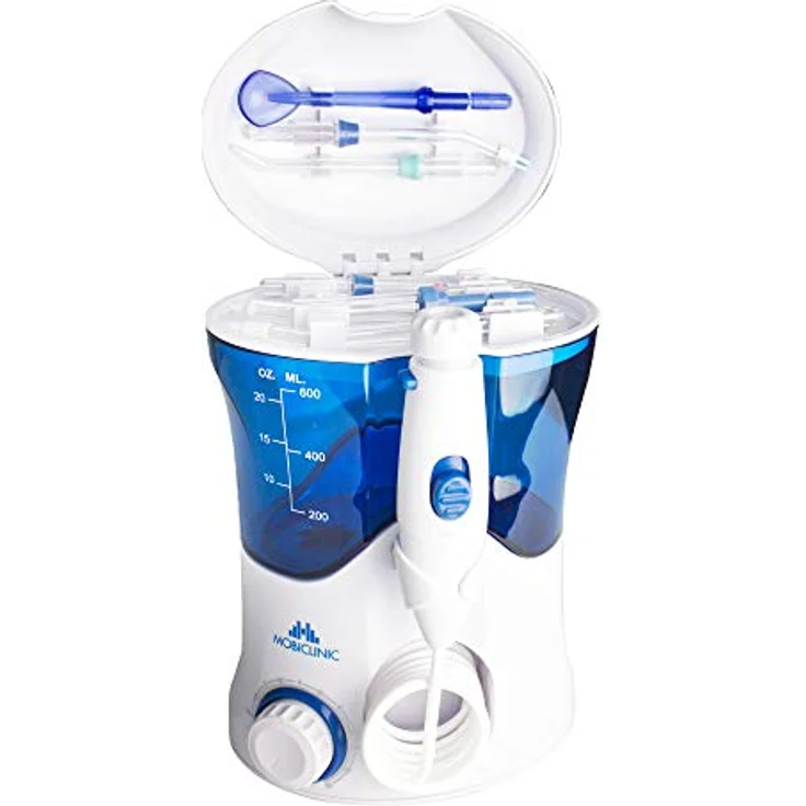 Mobiclinic, Professionelle Zahndusche, 600 ml Behälter, 7 Funktionsköpfe, Munddusche, Zahnreinigung, Multifunktional, Für die ganze Familie, Zahn-, Zahnfleisch- und Zungenhygiene – Bild 5