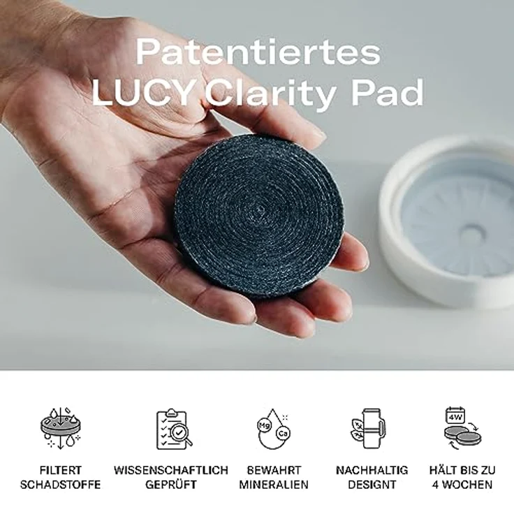 LUCY® Wasserfilter Karaffe 2L, BPA-frei, spülmaschinenfest, inkl. Aktivkohlefilter, beseitigt Schadstoffe, bewahrt Mineralien wie Magnesium und Calcium – Bild 4