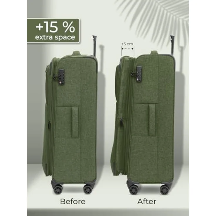 REDOLZ Weichschalen Koffer für Damen & Herren | Leichter Trolley 77 cm mit 4 Doppelrollen & TSA-Schloss | mit Dehnfalte erweiterbar (Essentials 12) – Bild 4