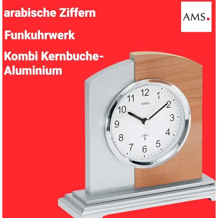 AMS Funktischuhr F5146, elegante Tischuhr Made in Germany, geschmackvolles Design für jeden Wohnraum – Bild 5
