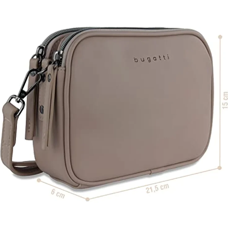 Bugatti Almata Crossbody Bag, Umhängetasche aus Kunstleder mit 3 Hauptfächern, braun – Bild 2
