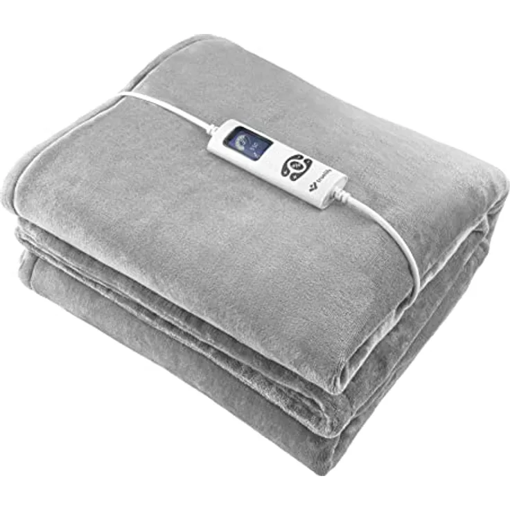 TrueLife HeatBlanket 1813, Grey Heizdecke, Kuscheldecke, kuschelig weiche Wärmezudecke, maschinenwaschbar, 180 x 130