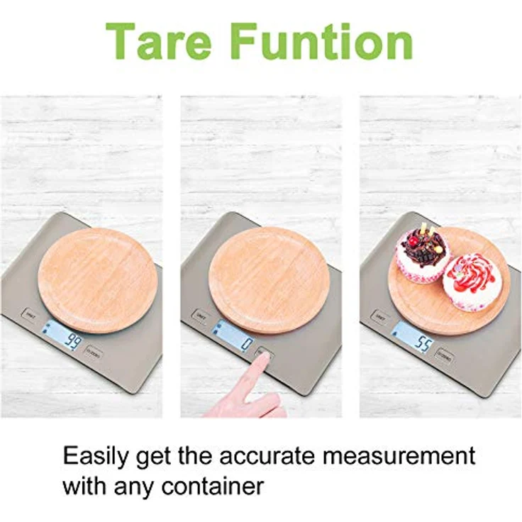 himaly Küchenwaage digital aus Edelstahl Professionelle Waage (5kg Maximalgewicht), Tara-Funktion, aus Edelstahl mit großem LCD-Display für Backen & Kochen – Bild 4