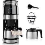 Barista Kaffee & Technik Barista Filterkaffeemaschine Touch Iso, 800W schwarz mit digitalem Touch-Display, Mahlwerk und Isolierkanne, inkl. Timerfunktion und waschbarem Permanentfilter