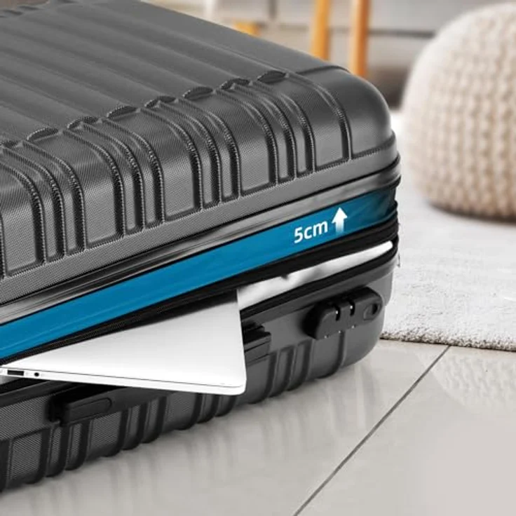 BEIBYE Hartschalen Koffer Trolley Kofferset, 3-teilig (XL, L, M), Schwarz, mit 360° Zwillingsrollen und integriertem Zahlenschloss, erweiterbar – Bild 3