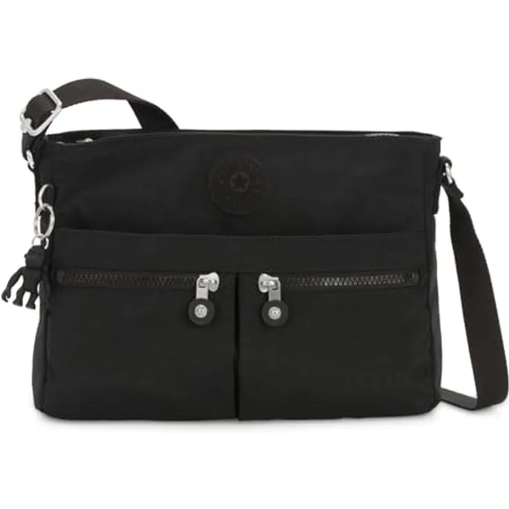 Kipling New Angie Umhängetasche, stylische Handtasche mit verstellbarem Umhängeriemen, 27.5 cm, Schwarz