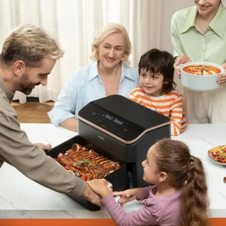 Cosori DualBlaze TwinFry Heißluftfritteuse CAF-TF101S-AEUR, 10 Liter (5L+5L), steuerbar per Handy (App), 2800W, Überhitzungsschutz, 4 Heizelemente: 2 oben/2 unten – Bild 2