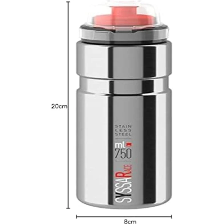 Elite Syssa Race Trinkflasche, 750ml, silber glanz, Edelstahl – Bild 7