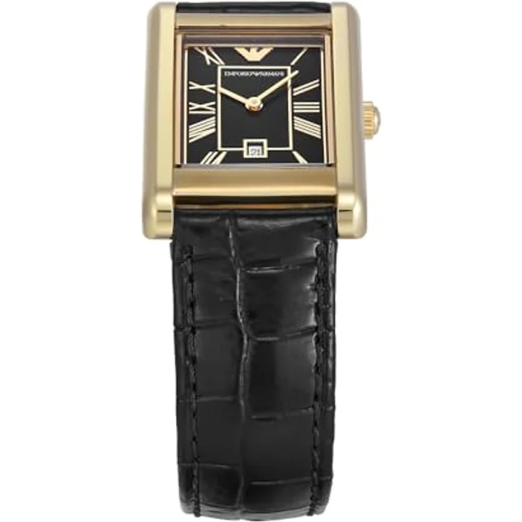 Emporio Armani Watch for Men, Automatic Movement and 36mm Case Size with Stainless Steel, Leather or Silicone Strap Mattschwarz, 25MM – Bild 3