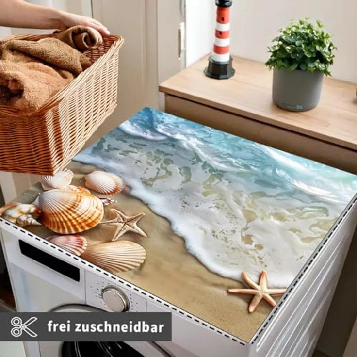 matches21 HOME & HOBBY Tabletop rutschfeste Waschmaschinenauflagen 2er Set Maritim 60 cm - zuschneidbare Gummi-Matte als Waschmaschinen-Abdeckung - pflegeleichte Unterlage – Bild 3
