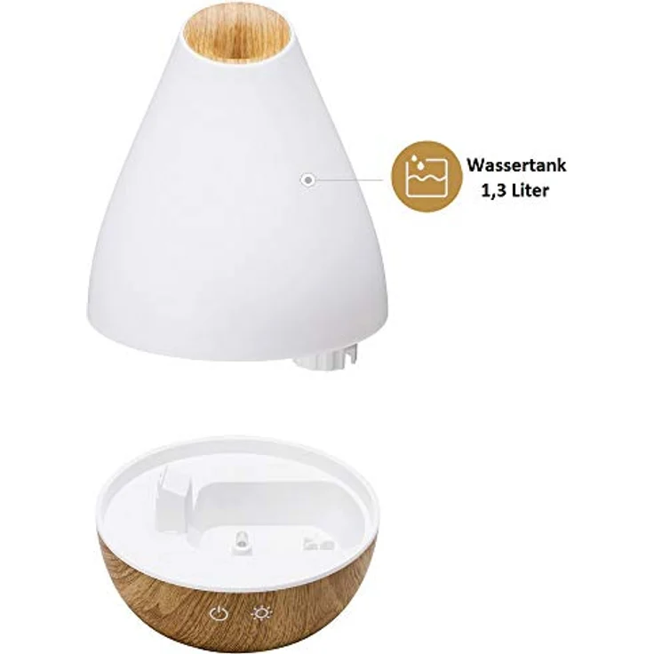 Promed AL-1300 WS Aroma Diffusor 1300 ml, Ultraschall Luftbefeuchter 1,3 Liter, Humidifier, Raumbefeuchter, elektrische Duftlampe Holzdesign mit 7 Farben LED Licht, Aroma Diffuser, Aromatherapie – Bild 6