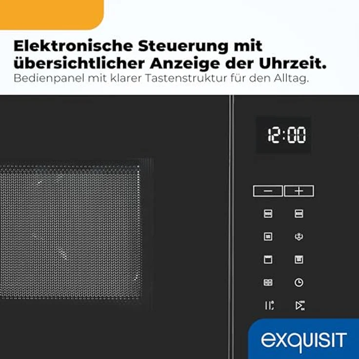 Exquisit Einbau-Mikrowelle EMW525-G-020 inox, 25 Liter, 900 W, Grillfunktion, Automatikprogramme, Kindersicherung – Bild 4