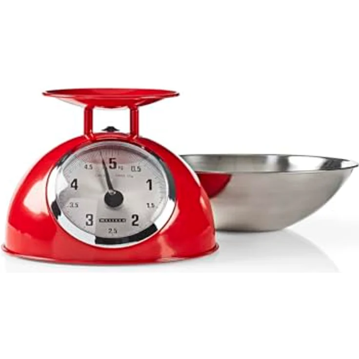 Melissa Retro-Küchenwaage Analog, Metallgehäuse mit abnehmbarer Schale, max. 5kg, 25-Gramm-Schritt, rot – Bild 3