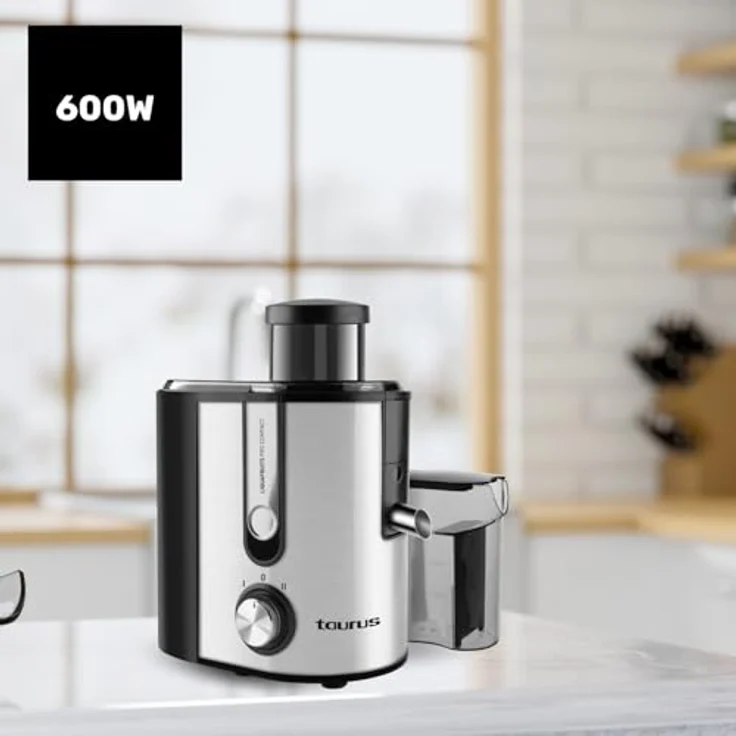 Taurus 924731000 Entsafter Pro Compact, 600 W, Eingang 65 mm, abnehmbarer Edelstahlfilter, 2 Geschwindigkeitsstufen, Krug 350 ml, herausnehmbarer Fruchtbehälter 1,2 l – Bild 3