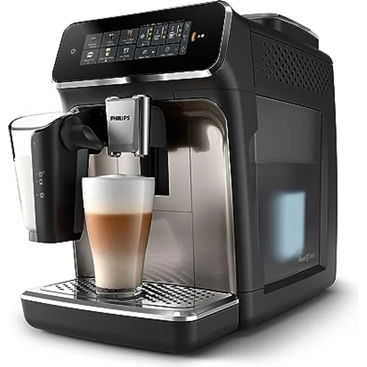 Philips 3300 Series Vollautomatische Espressomaschine - 6 Getränke, Modernes Farb-Touchscreen-Display, LatteGo-Milchsystem, SilentBrew, 100% Keramikmahlwerk, AquaClean Filter. Schwarzchrom (EP3347/90) – Bild 2