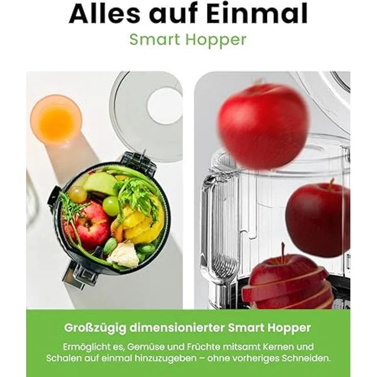 Hurom Entsafter H70ST, Slow-Squeeze-Technologie, großer Einfüllschacht – Bild 8