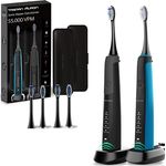 Tristan Auron Sonic Master Schallzahnbürsten Doppelpack - Elektrische Zahnbürsten mit 55.000 Schwingungen, 5 Putzmodi, 60 Tage Akku, Schwarz & Blau