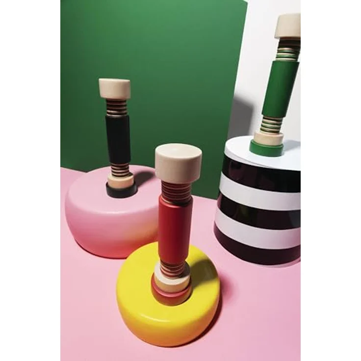 Alessi Twergi MP0215 1 - Salz-, Pfeffer- und Gewürzmühle, Buchenholzkörper, Keramikmahlwerk, Natur und Rot – Bild 4