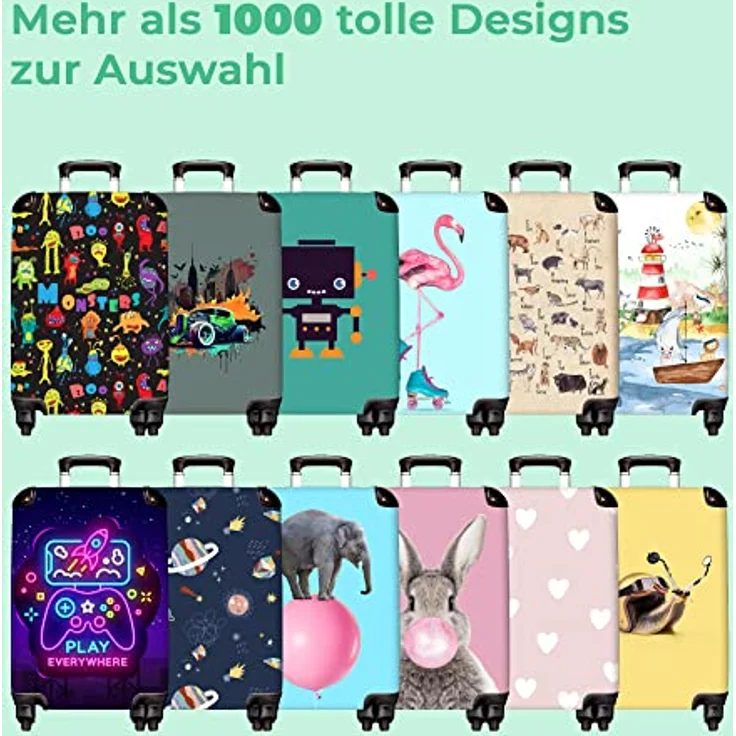NoBoringSuitcases.com© Kinderkoffer Fußball - Tor - Netz - Schießen - Jungen 55x35x20cm, 4 Rollen, Handgepäck Koffer, Hartschalenkoffer Kinder, Reisekoffer Jungen - Fröhlich buntes Design - Leichtgewicht 2,6kg – Bild 10